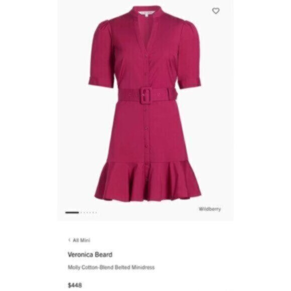 NWT Veronica Beard Molly Cotton-Blend Belted Mini Dress - Picture 6 of 15